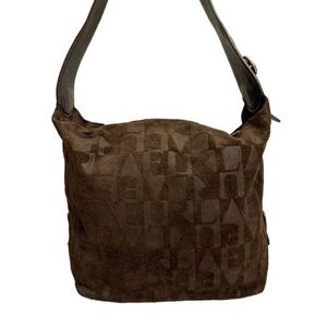 Furla brown suede leather hobo bag fuels logo written rare